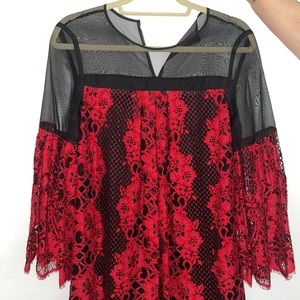 Alexis Floral Lace Dress with Mesh Neckline